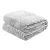 Back Printing Shaved Flannel Plush Blanket, checked Blanket for Bed or Sofa, 80" x 90", Grey ( Set of 2)