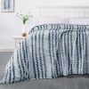 Back Printing Shaved Flannel Plush Blanket, Blue Stripe Blanket for Bed or Sofa, 60" x 80" (Set of 2)