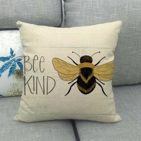 Household Little Bee Pattern Printed Linen Pillow Cover (Option: 2 Style-45x45cm)