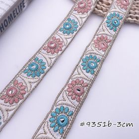 Ethnic Style Embroidered Clothing Decorative Lace (Option: 9315b-Blue Pink White)