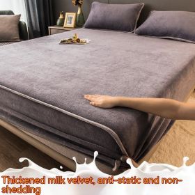 Fleece-lined Sheet Set Dust Cover (Option: 180X200cm-Thickened milk velvet grey)
