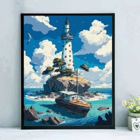 Tiangong Digital Oil Painting Diy Decorative Painting (Option: F175 Cape Lighthouse-40x50)