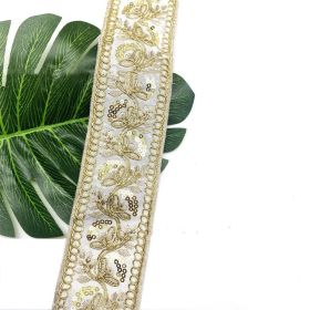 Vintage Gold Thread Stranded Rope Embroidery Ribbon (Option: gold-5CM-1yard)