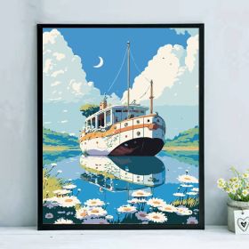 Tiangong Digital Oil Painting Diy Decorative Painting (Option: F173 Daisy And Boat-40x50)