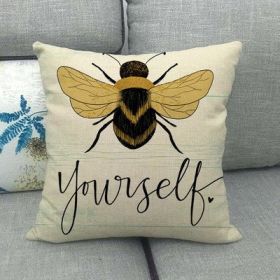 Household Little Bee Pattern Printed Linen Pillow Cover (Option: 4 Style-45x45cm)