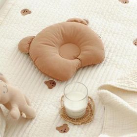 Baby Bear Ear Pillow Baby Correct Head Shape Breathable Headrest (Option: Brown-27X23X4cm)