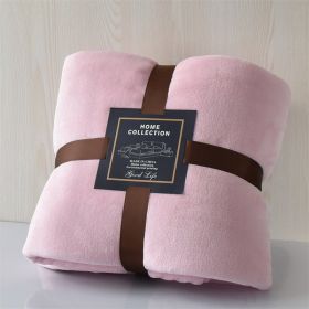 Nap Travel Solid Color Flannel Thickened Blanket (Option: Pink-200x230cm)
