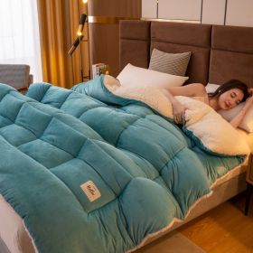 Thickened Milk Fiber Quilt Double-sided Velvet Warm Thickened Duvet Insert (Option: Lake Blue-220x240cm 5kg)