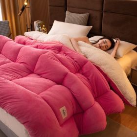 Thickened Milk Fiber Quilt Double-sided Velvet Warm Thickened Duvet Insert (Option: Cherry Powder-220x240cm 5kg)