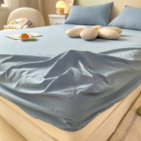 Cream Style Washed Cotton Three-piece Bedspread Fully Surrounded (Option: Blue Gray Haze Blue-180cmx200cm 3pcs)