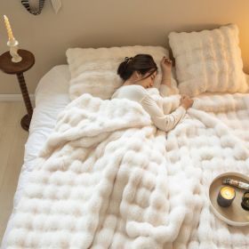 Polyester Carpet Rabbit Bubble Velvet Thickened Nap Blanket Quilt (Option: White-200 √ó 230cm)