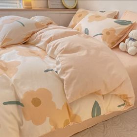 Washed Cotton Four-piece Bedding Set (Option: Spring Warm Sun-220cm)