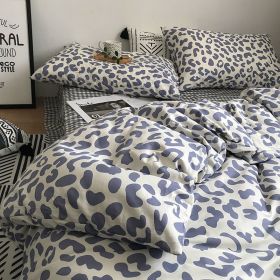 Washed Cotton Four-piece Bedding Set (Option: Leopard Print Gray-220cm)