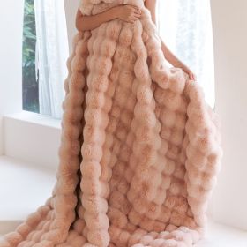 Polyester Carpet Rabbit Bubble Velvet Thickened Nap Blanket Quilt (Option: Cherry Blossom Powder-180 √ó 200cm)