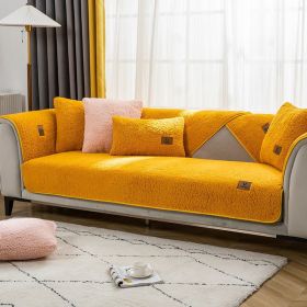 Sofa Cushion Thickness Winter Lambskin Thickened Fleece Cushion (Option: Yellow-90x180cm)
