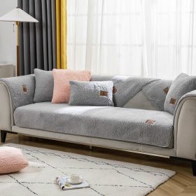 Sofa Cushion Thickness Winter Lambskin Thickened Fleece Cushion (Option: Gray-110X210CM)