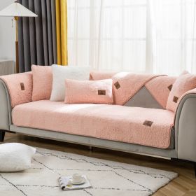 Sofa Cushion Thickness Winter Lambskin Thickened Fleece Cushion (Option: Pink-110X210CM)